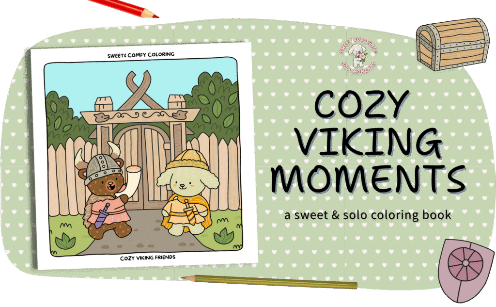 Cozy-Viking-Moments-coloring-book-cover-Sweet-and-Solo-cute-animal-friends-viking-adventure-nordic-themes