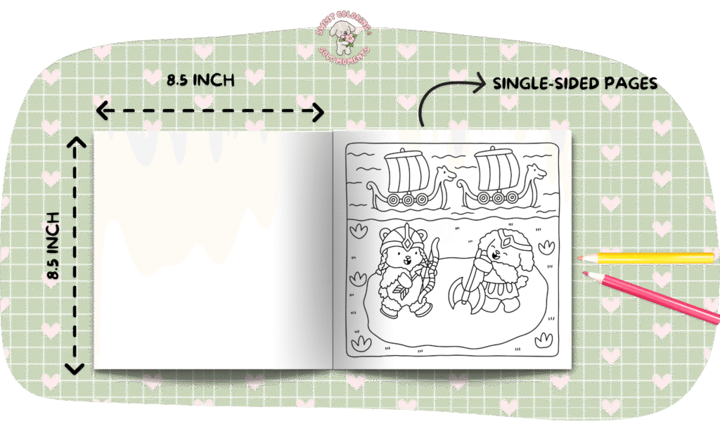 Cozy-Viking-Moments-coloring-book-specifications-8.5-inch-single-sided-pages-viking-longship-scene-premium-quality