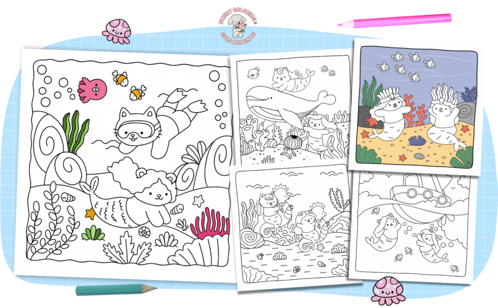 Sweet-Mermaid-Moments-sample-coloring-pages-underwater-scenes-animal-mermaids-whales-coral-reef-ocean-adventures