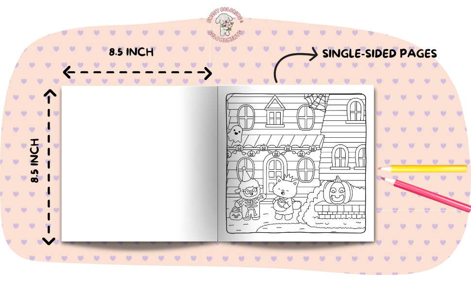 Cozy-Halloween-Moments-coloring-book-8.5-inch-single-sided-pages-halloween-pumpkin-specifications